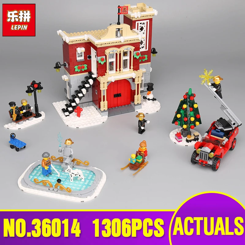 

Lepin 36014 Christmas Gifts The 10263 Winter Village Fire Station Set Building Blocks Bricks Assembly Legoings Toy Birthday Gift