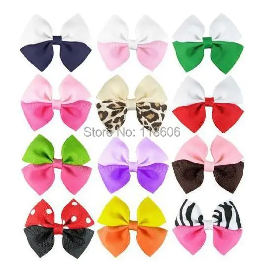 Grosgrain Ribbon 2 tone Pinwheel Hair Bow Clips1.jpg