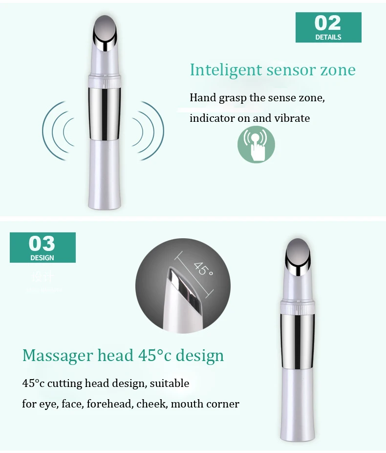 Электрический сенсорный контроль микро вибрации ионический глаз лоб красота уход за кожей средство для удаления морщин Укрепляющий массажер ручка волшебная палочка