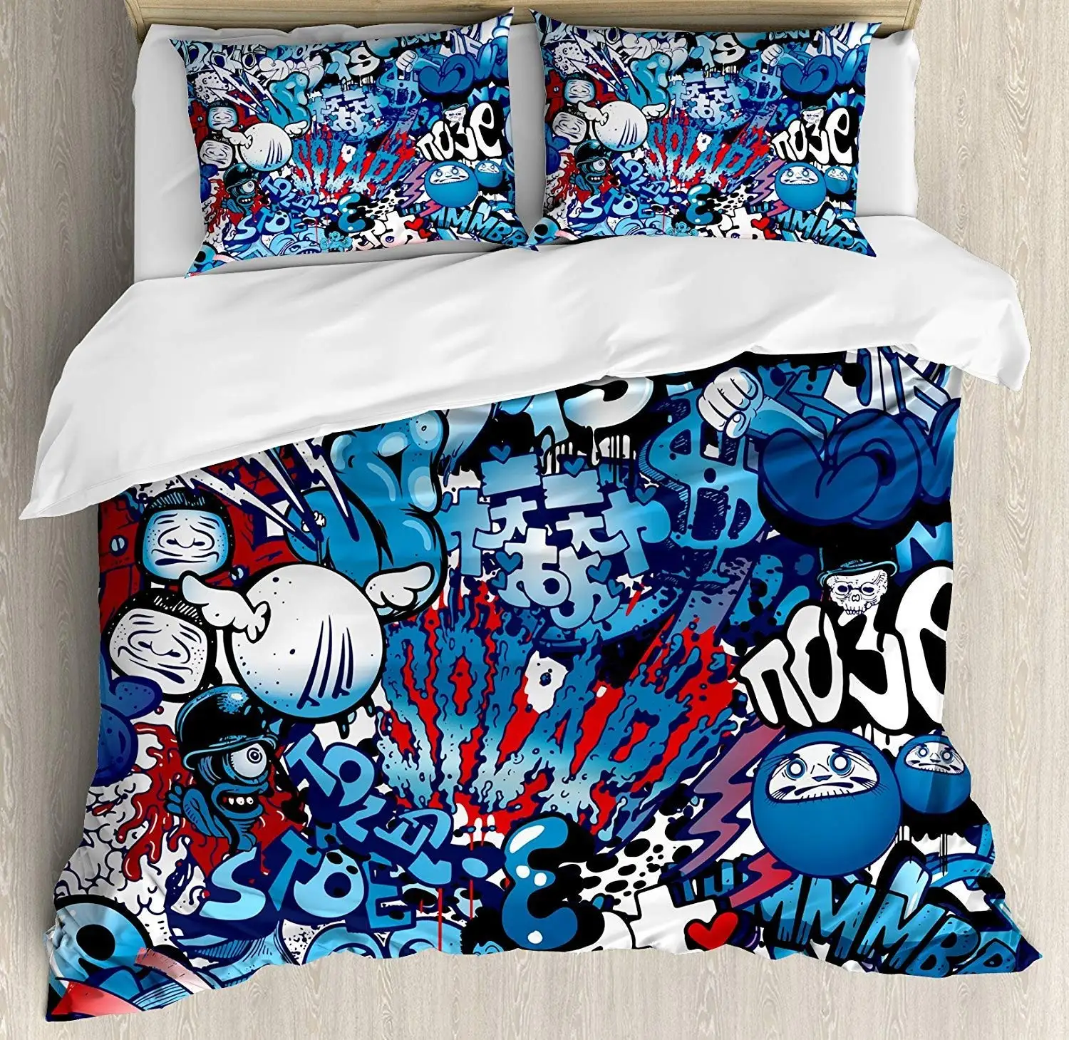 

Modern Bedding SetTeenager Style Image Street Wall Graffiti Graphic Colorful Design Artwork Print 3/4pcsDuvet Cover Set