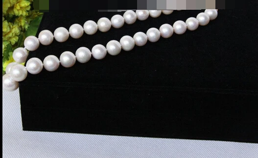 

huij 001564 AAA Genuine natural 17" 14.5mm round white pearls necklace 14K gold clasp