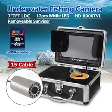 Free shipping!EYOYO 15m Cable 7″ LCD 1000TVL Fish Finder Fishing Camera DVR Recorder Stainless