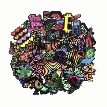 

100PCS Neon Light Sticker Anime Icon Animal Cute Decals Stickers Gifts for Children to Laptop Suitcase Guitar Fridge Bicycle Car