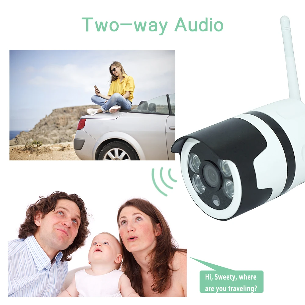 Wifi Outdoor IP Camera 1080P 2.0MP Wireless Security Camera Two Way Audio TF Card Record Smart P2P Waterproof Bullet Camera
