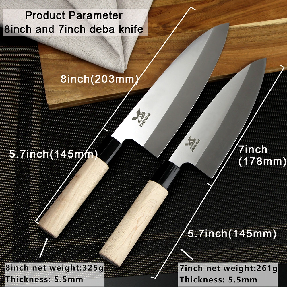 BIGSUNNY нож Деба " /8"-сашими суши нож-немецкая высокоуглеродистая Нержавеющая сталь DIN: 1,4116-твердая деревянная ручка