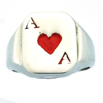 

Fanssteel Stainless Steel Jewelry Gamble Heart Of Ace biker RING FSR08W89R