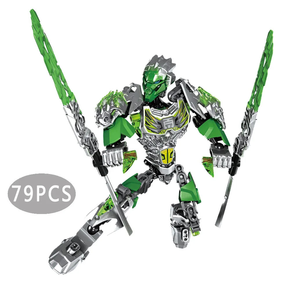 

79pcs Diy Building Blocks Bionicle Mask of Light Lewa - Uniter of Jungle Compatible with Legoingly 71305 Toys for Children Gift