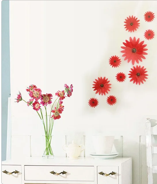 Buy 10PCS 3D Stereo Daisy Flowers Wall Decor Living