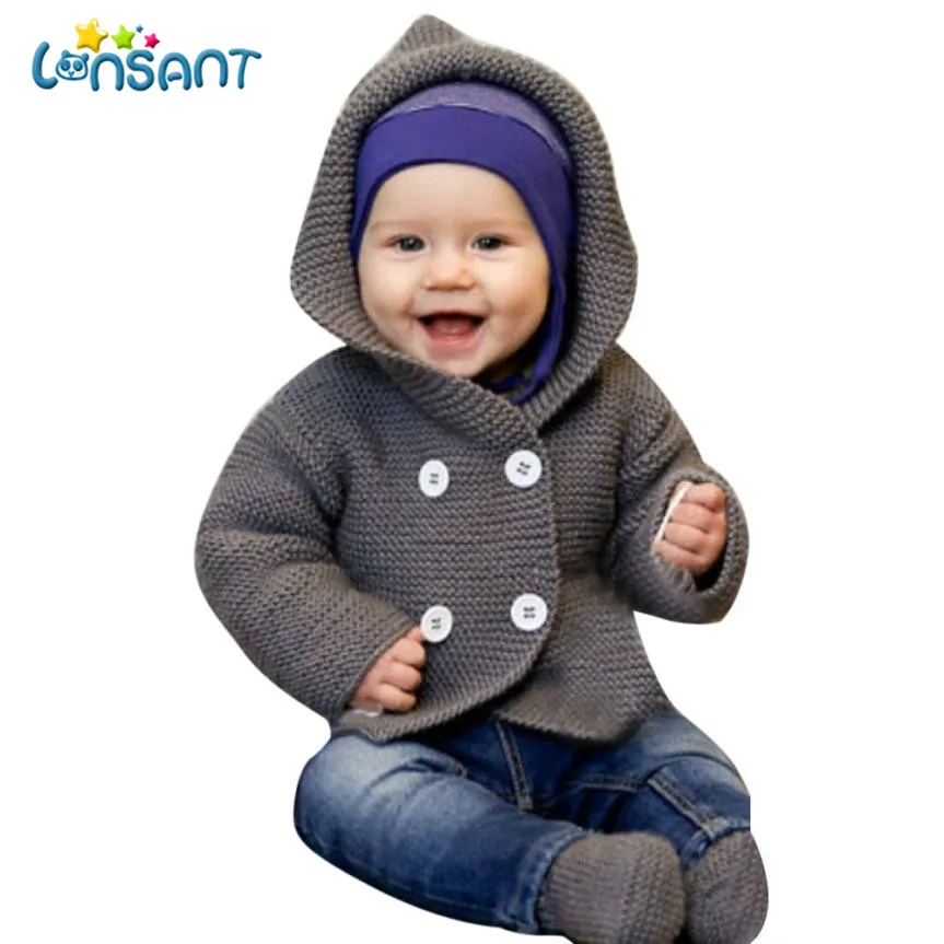 

LONSANT Coat Kids Boys Girls Clothes Solid Sweater Tops Long Sleeve Cardigan Coat Tops Hooded Baby Clothes Dropshipping L2935
