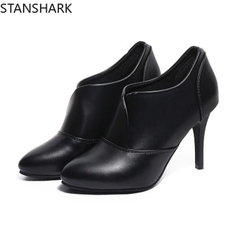 Skup 2019 nowa wiosna jesień skórzane buty damskie botki na co dzień kobiety buty wysokie obcasy nowe buty buty damskie