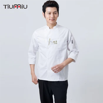 

Chef Uniform Long-sleeved Kitchen Work Coats Unisex Chef Cooking Jackets Food Service Catering Overalls Tops Wholesale