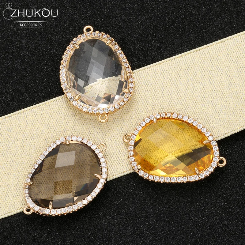 ZHUKOU 19x27 мм латунные кубические циркониевые нерегулярные коннекторы с