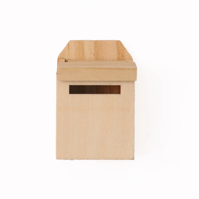 1/12 Dollhouse Miniature Natural Wooden Mailbox With Decal Fairy Garden Accs
