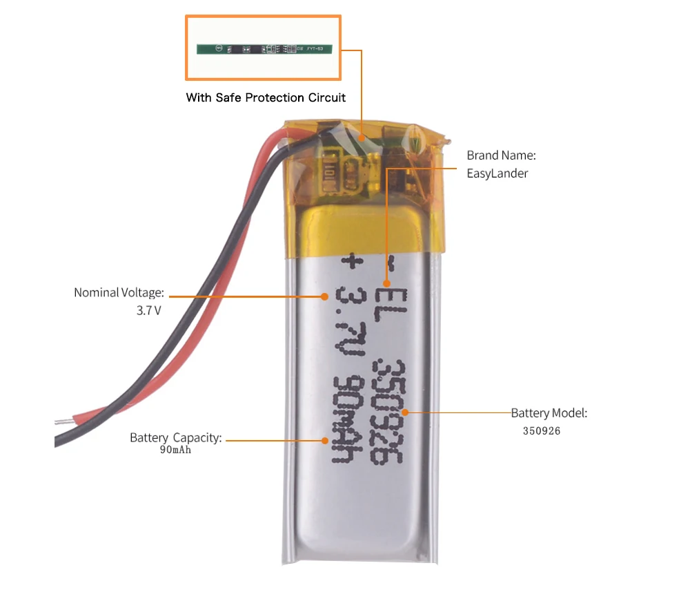 3,7 в 90 мАч 350926 литий-полимерный Li-Po литий-ионный аккумулятор Lipo ячеек для MP3 MP4 gps Bluetooth наушники Динамик LY 11