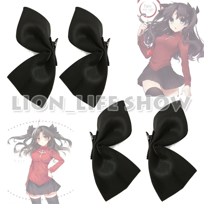 

Fate Stay Night Tohsaka Rin black bow headwear Cosplay Accessories 4pcs/set Hair circle cos prop