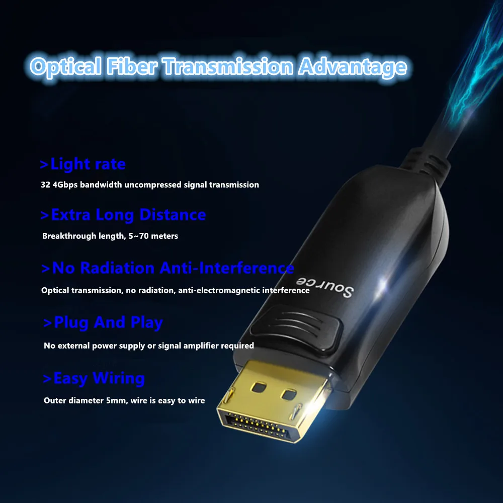 Кабель Displayport версии 1 4 оптический кабель 32 Гбит/с 4K 144 Гц HD Удлинительный 5 м 10 15 20 25