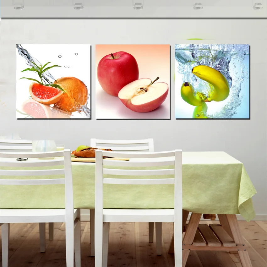 

3 Panels Art Decor Wall Pictures Fresh Fruit Oil Painting Printed Canvas for Kitchen Dinning Room Cuadros Decoracion No Framed