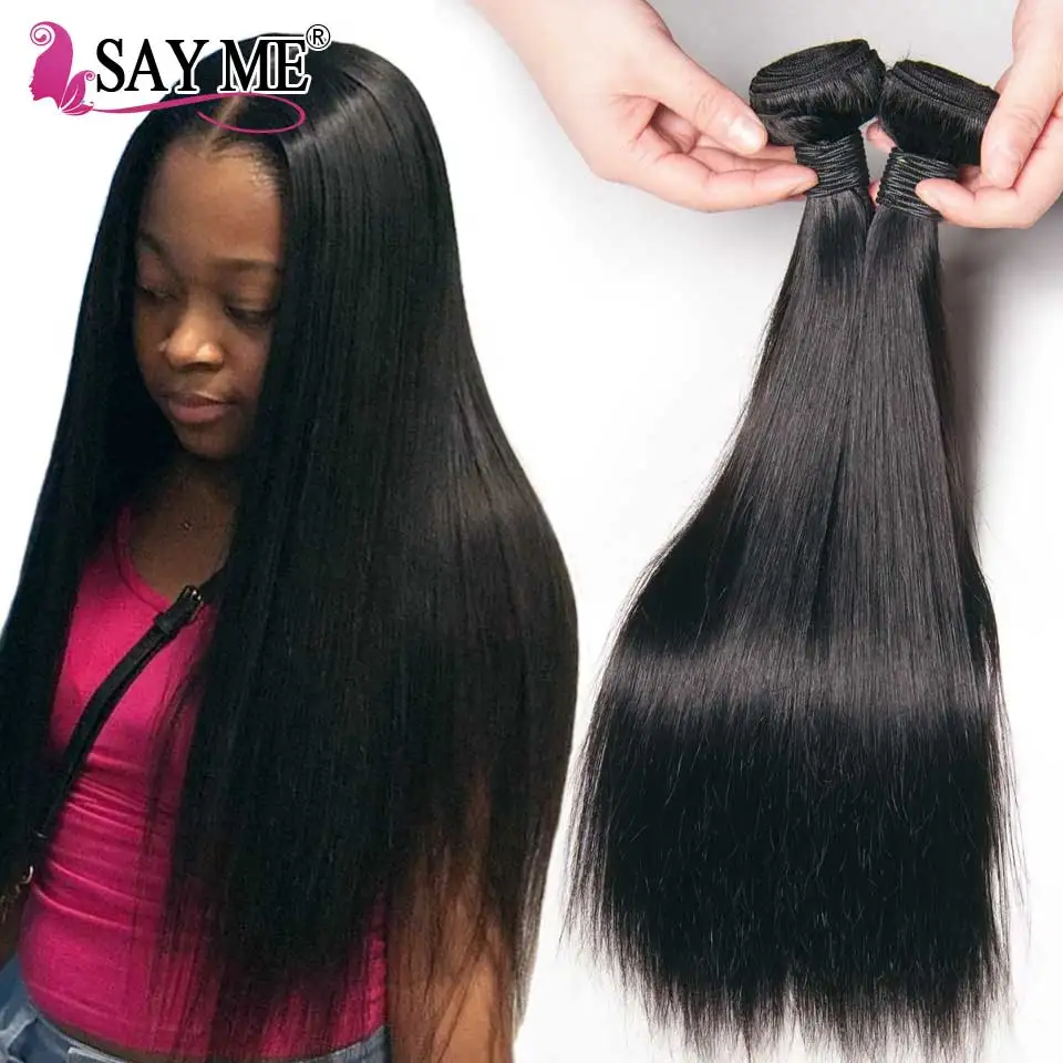 SAY ME Straight Hair Bundles Raw Indian Hair 100% Human Hair Weave Bundles Remy Hair Weave Can Buy 1 / 3 / 4 Bundles Deals