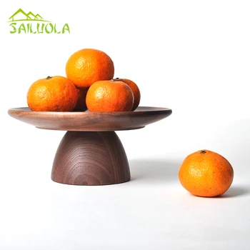 

Black walnut wood Dessert Tray Fruit Plate Candy Dish Compote Home Ornaments Desktop Decoration