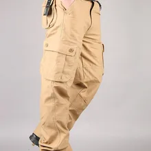 Мужские брюки-карго, повседневные мужские штаны с несколькими карманами, военный комбинезон, мужские уличные длинные брюки высокого качества, большие размеры 30-44