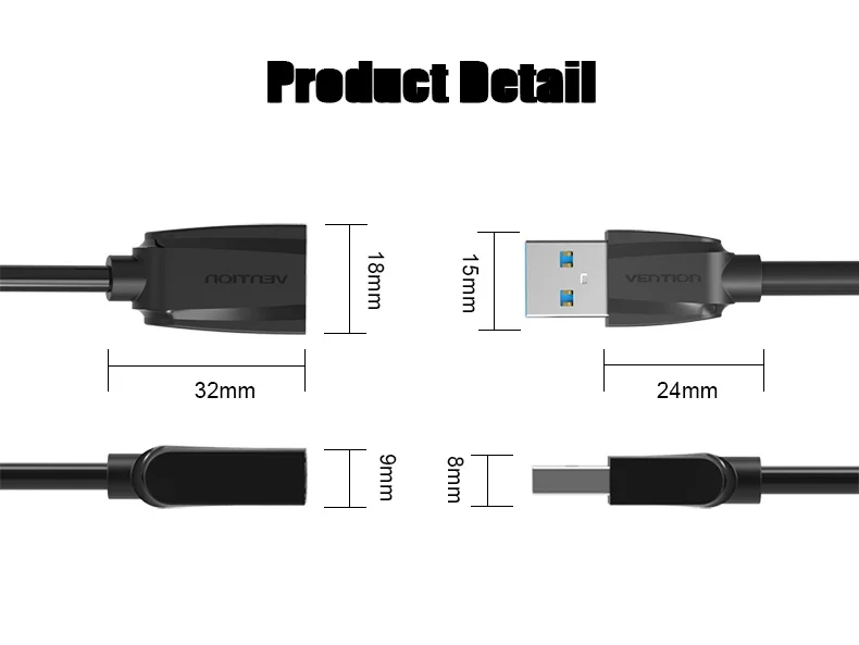 Vention Мужской Женский USB3.0 2,0 кабель-удлинитель для компьютера мобильный USB 2,0 кабель для синхронизации данных шнур высокоскоростной передачи данных