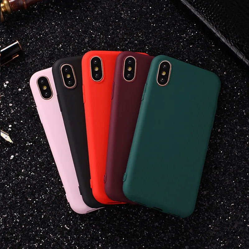 Luxury Soft Back Matte Color Cases for iPhone 7 8 X XS max XR Case Shockproof TPU Silicone Cover 6 6s Shell |