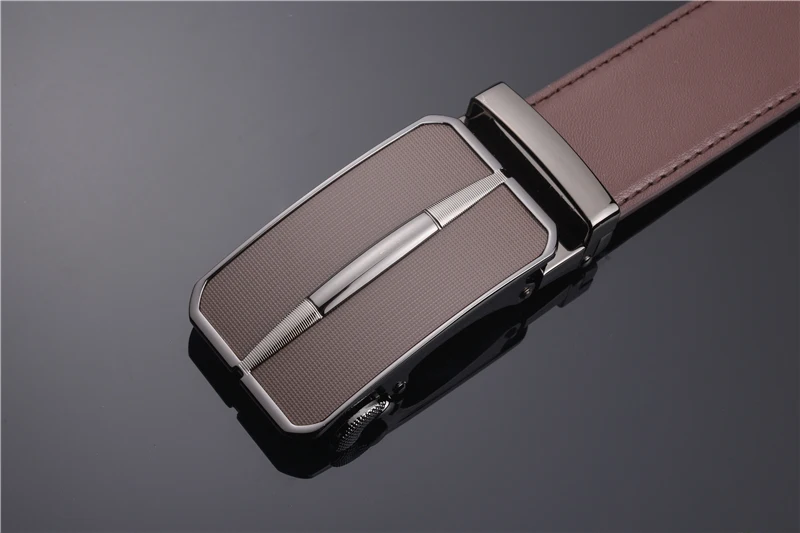 Plyesxale Men Leather Belt Automatic Buckle Mens Belt For Jeans Fashion Brand Brown Mens Belts Luxury Genuine Leather G43