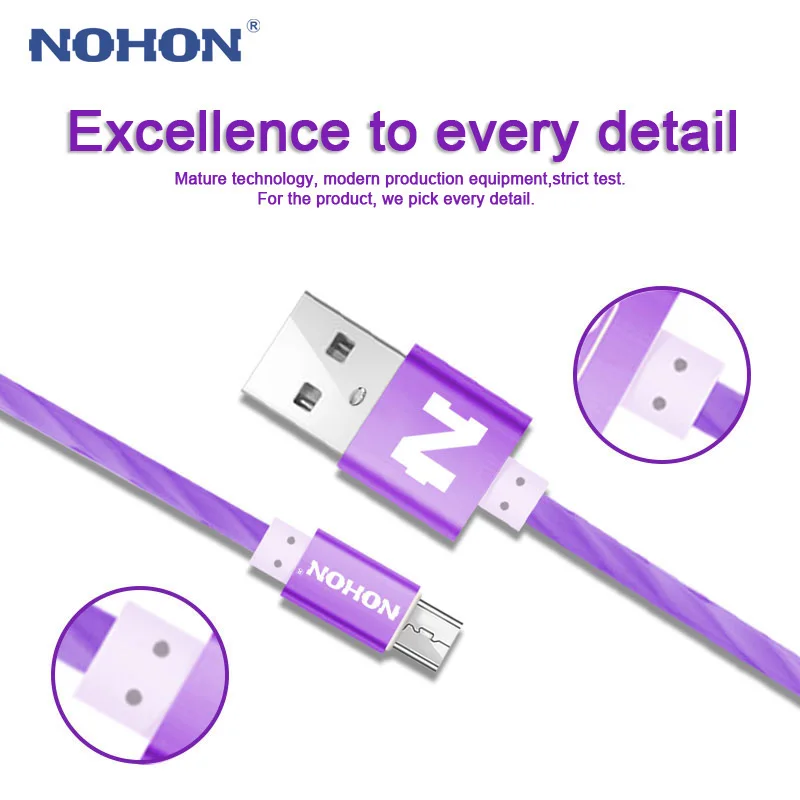 NOHON Micro USB кабель быстрое зарядное устройство кабель для samsung Xiaomi lenovo LG sony htc Android кабели для мобильных телефонов желе провод Microusb