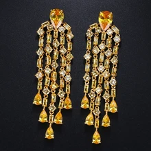 Роскошь emmaya длинные серьги для женщин Свадебная вечеринка AAA прозрачный кубический цирконий кисточки вечерние серьги для свадьбы