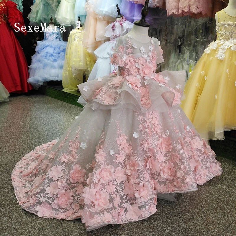 3d flower girl dress
