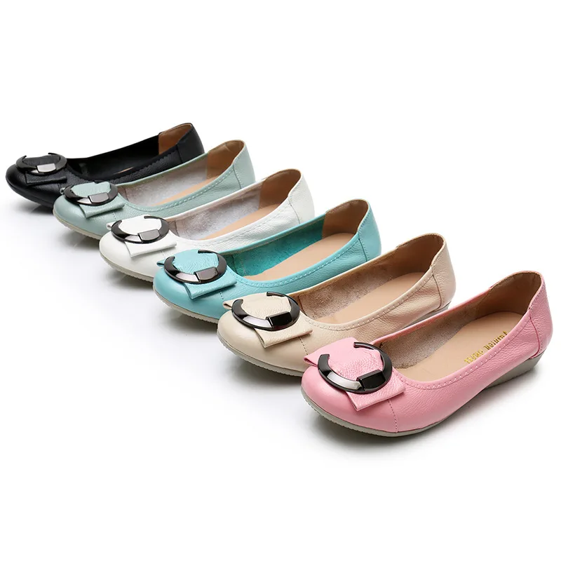 

New Plus size 34-43 Women Genuine Leather Single Casual Shoes Woman Wedges Platform shoes Comfortable Women Pumps 2019