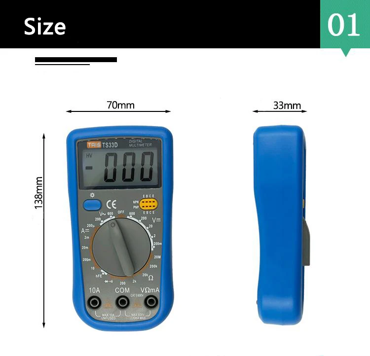 TS-33D AC DC ЖК-дисплей Профессиональный электрический ручной тестер метр Цифровой мультиметр Multimetro Амперметр мультитестер