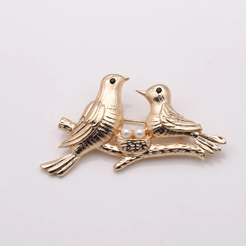 UALGL Fashion Jewelry Enamel Lovely Two Birds Brooch Lapel Pin Men Animal Brooch Broches De