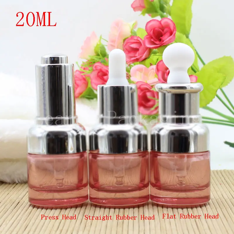

20ML Pink Glass Dropper Bottle, 20CC Empty Cosmetic Container, Essential Oil/Perfume/Essence Sub-bottling (15 PC/Lot)