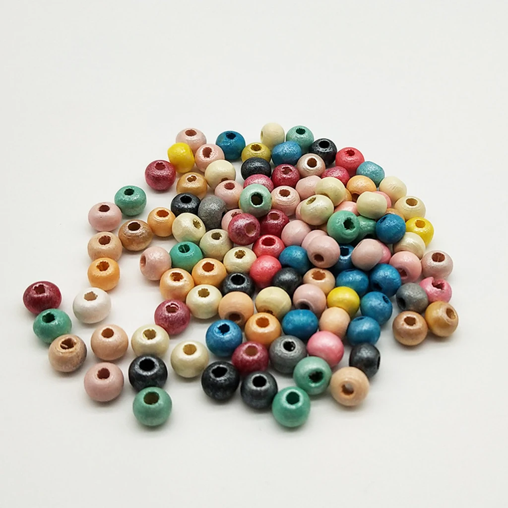 1 Pack Pearly Luster Surface Wooden Spacer Beads Loose Beads Crafts Supply Kids Toys Supply Kids Necklace Bracelets Accessory