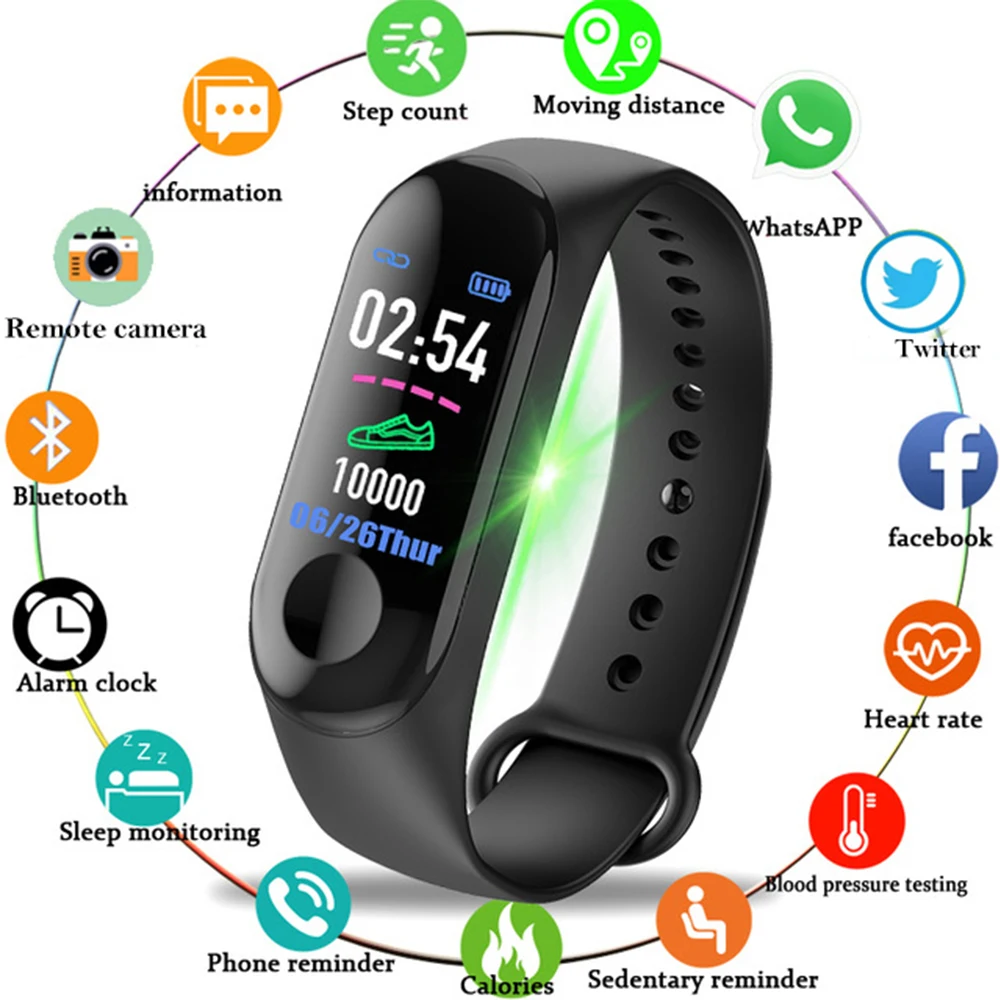 

Bluetooth Smart Watches Sport Fitness Bracelet Watch Men Women Color-screen Heart Rate Blood Pressure Monitor Clock Pk mi band 3