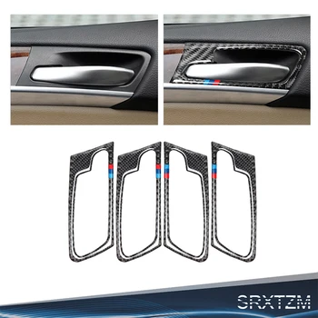 

SRXTZM Carbon Fiber Car Interior Door Handle Cover Trim Door Bowl Stickers Decoration For BMW F70 F71 X5 X6 2008-2013 2014