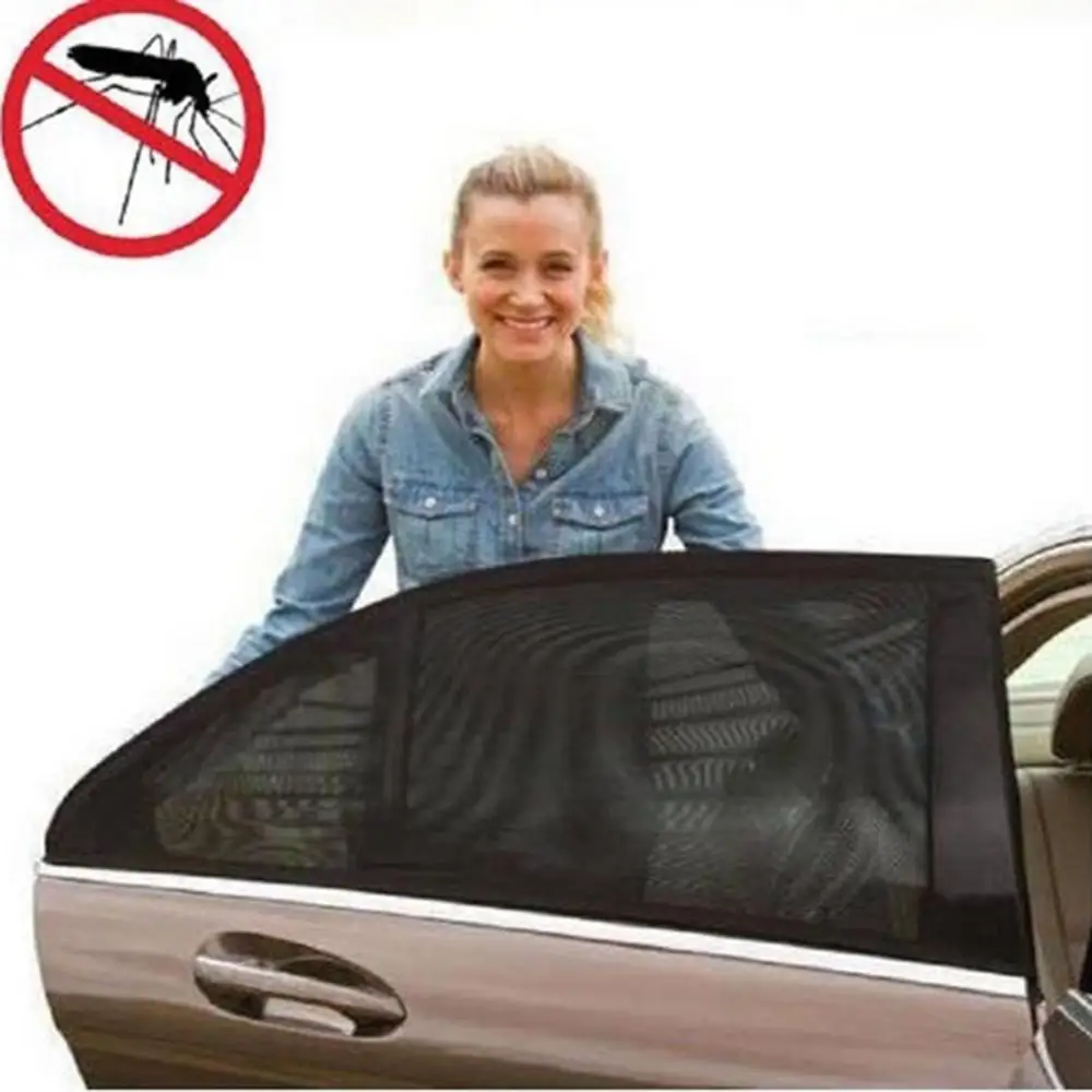 

2Pcs Car Side Rear Window Sun Shade Mosquito Proof Anti UV Mesh Curtain Screen