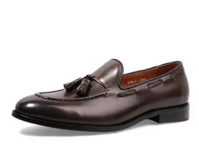 Винтаж Стиль бахромой лоферы из натуральной кожи человек британский стиль вождения Мужская обувь для отдыха - Цвет: as show 2