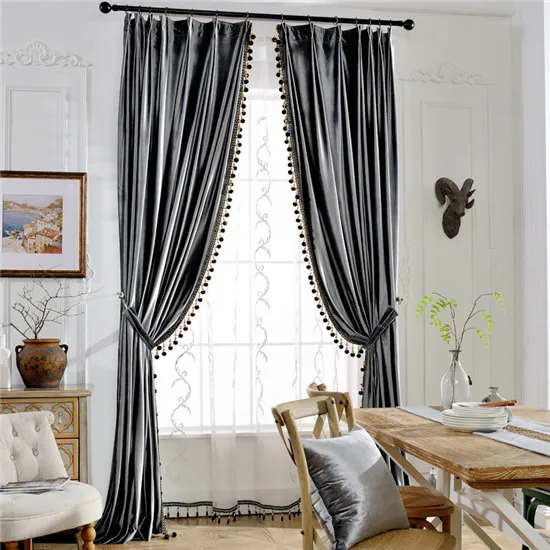 Современные роскошные затемненные занавески для кухни, гостиной, спальни, однотонные бархатные занавески для окон - Цвет: Curtain 1