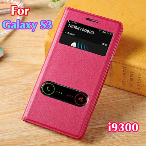 Flip Back Cover View Shell Holster Shockproof Bag Battery Housing Leather Case For Samsung Galaxy S3 I9300 S3 Neo I9300i S3 Duos