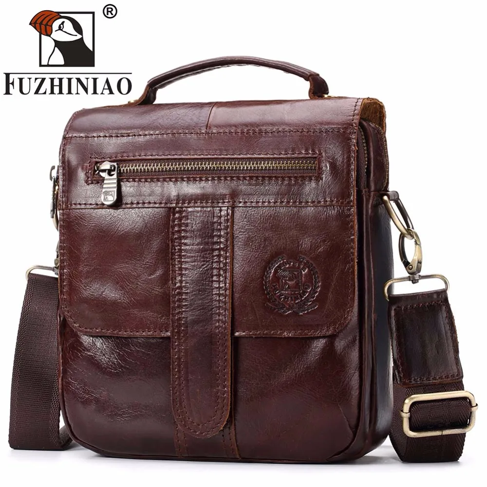 FUZHINIAO Genuine Leather Bag Fashion Men Cowhide Bags Messenger iPad Holder Male Man Casual Tote Shoulder Crossbody Handbags