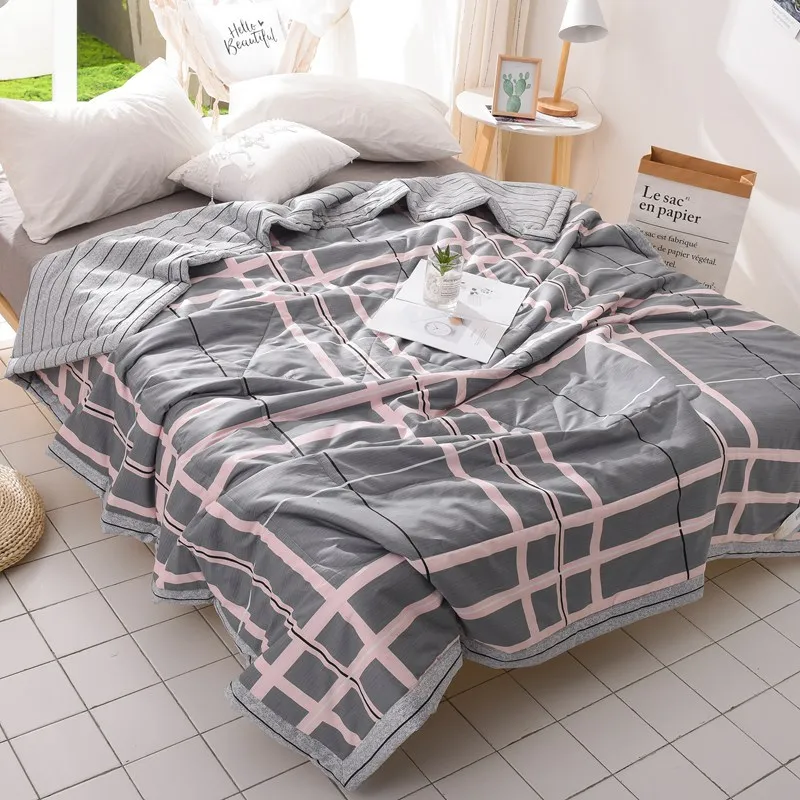 Розовое одеяло с цветочным принтом, летнее одеяло, покрывало для близнецов, размер королевы, хлопок, постельные принадлежности, покрывало в клетку - Цвет: Оранжевый