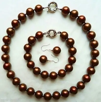 

SHIPPING HOT sell new Style >>>> natural 10-11 south sea choclate pearl necklace bracelet earrings