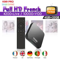 Италия IPTV Испании Франции 4 K Android 9,0 KM9Pro S905X2 BT 4,0 двухдиапазонный Wifi SUBTV 1 год код IPTV Португалия Германия smart box