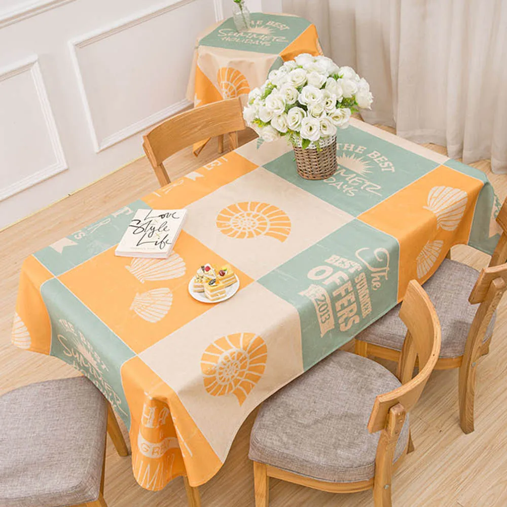 Europe Linen Printed Dustproof Tablecloth Coffee Dining Home Kitchen Feather Table Cloth
