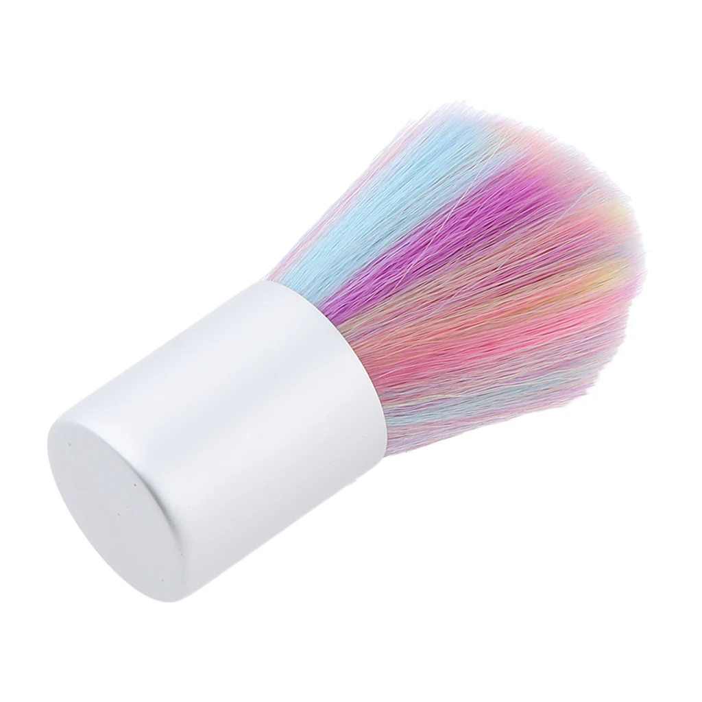 1Pc Versatile Neck Duster Brush Barber Cleaning Hairbrush Pretty Nail Art Dust Cleaning Brush Duster Remover, Rainbow / Pink 
