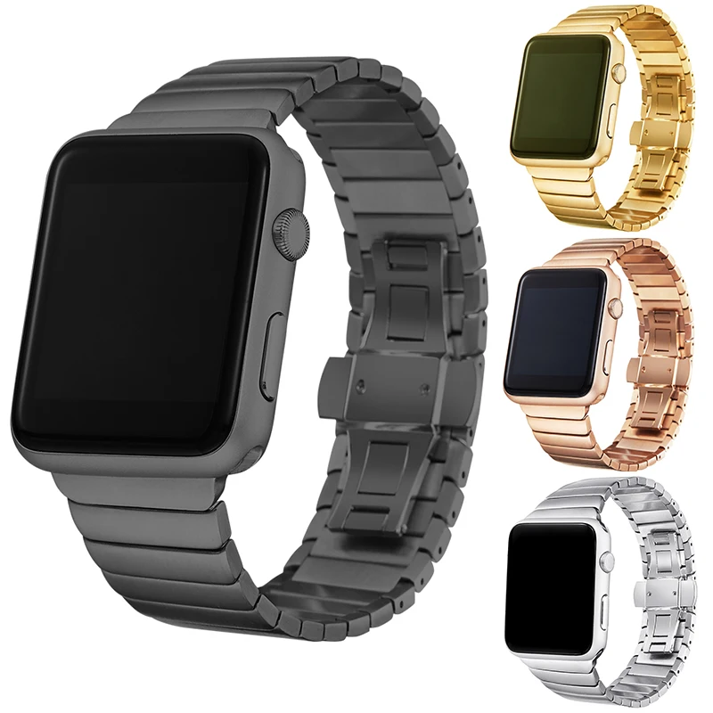 Luxury watchband metal straps For Apple watch band 42mm stainless steel Link bracelet 38mm ...