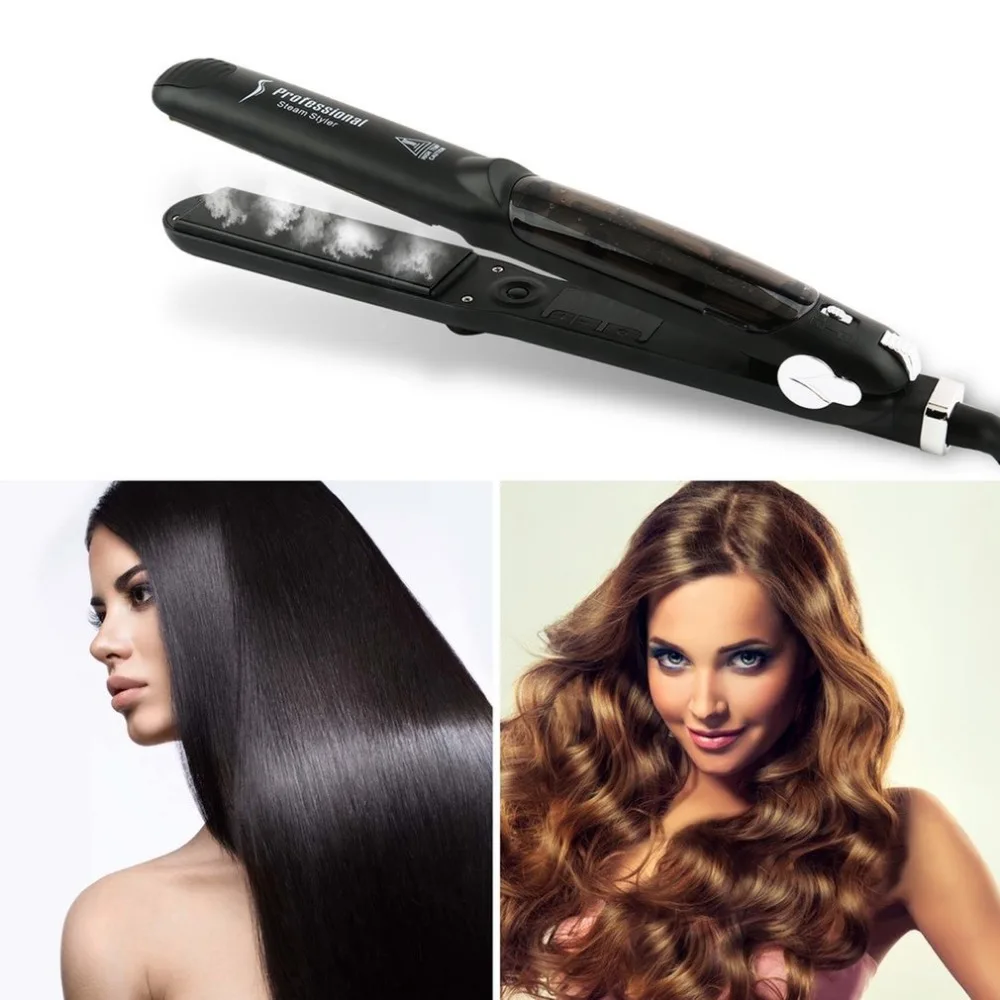 

Professional Salon Steam Styler PTC Ceramic Vapor Steam Hair Straightener Personal Use Hair Styling Tool Heating Iron 110-220V