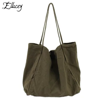 

New Simple Soft Canvas Women Handbags Tote Bag Women Large Capacity Shopping Bag Webshop Eco Foldable Shoulder Bag Tote Bags